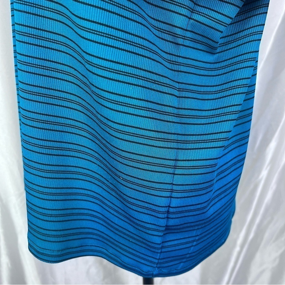 Vintage Y2K Electric Blue Rib Knit Stripe Baby Tee XXL 90s Grunge Stretch Top - Picture 7 of 9